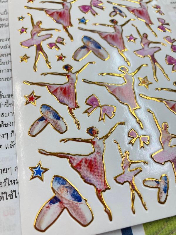 キラキラシール/バレエ バレリーナ トゥシューズ リボン ☆AT26-1-4 | 2枚目