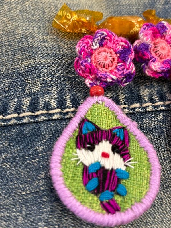 刺繍ピアス ハート きのこ ドクロ キノコ ねこ 猫 花 手作り ハンドメイド | 11枚目